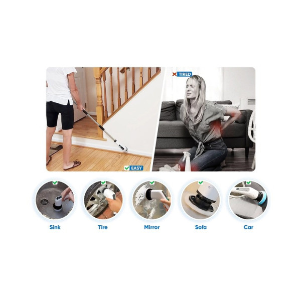 Многофункциональная беспроводная электрическая щетка для уборки Cleaning Brush 7в1 с телескопической ручкой