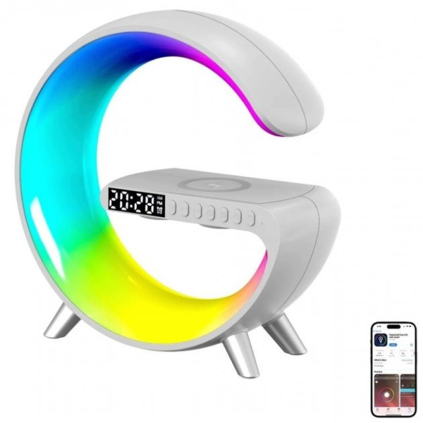 Ночник Light Sound Machine 5 в 1 с LED RGB подсветкой, беспроводной зарядкой 15W, будильником и Bluetooth коло
