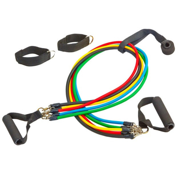 Эспандер Treaning Pro универсальный трубчатый с 5 жгутами Power Bands для атлетических упражнений