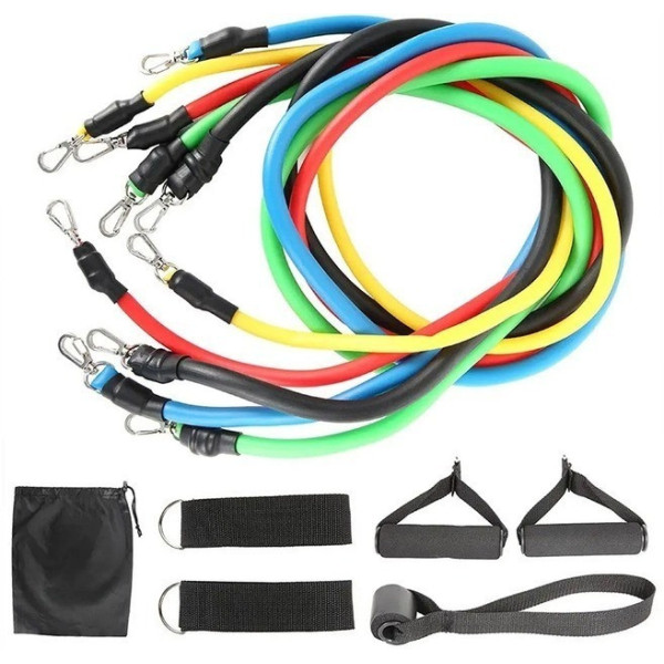 Эспандер Treaning Pro универсальный трубчатый с 5 жгутами Power Bands для атлетических упражнений