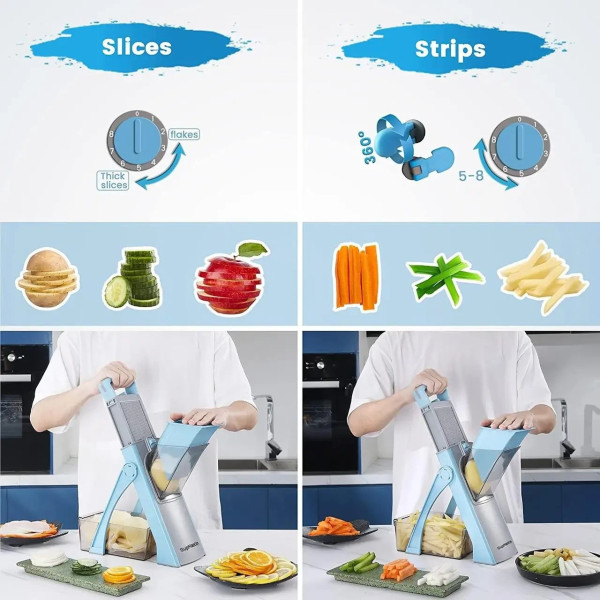 Овощерезка Vegetable cutter 223-6 с регулируемой толщиной нарезки и контейнером, многофункциональная