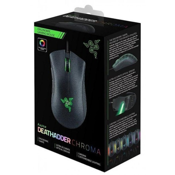 Проводная игровая мышь USB DeathAdder CHROMA для ПК и ноутбука, правая рука