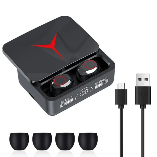 Вакуумные беспроводные наушники TWS M90 Pro с Bluetooth 5.3 и RGB LED подсветкой, зарядный кейс