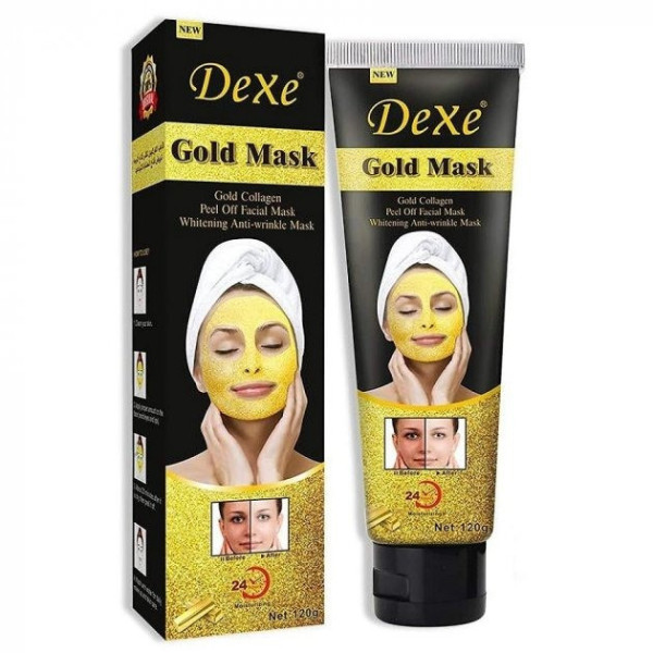Антивозрастная маска для лица с биозолотом и коллагеном Dexe Gold Mask для зрелой кожи 30+