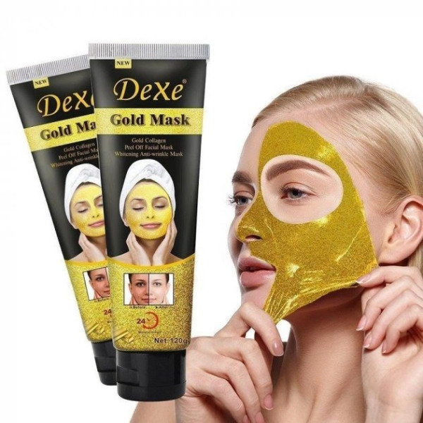 Антивозрастная маска для лица с биозолотом и коллагеном Dexe Gold Mask для зрелой кожи 30+