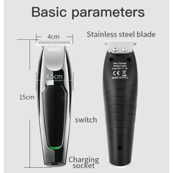 Аккумуляторная машинка для стрижки 5 в 1 VGR V 030 с USB зарядкой черная