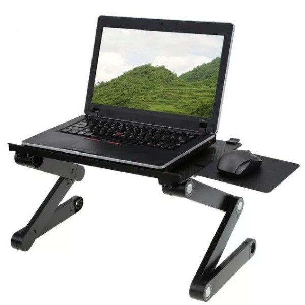 Столик-подставка трансформер Laptop Table T8 с активным охлаждением и подстаканниками для ноутбука