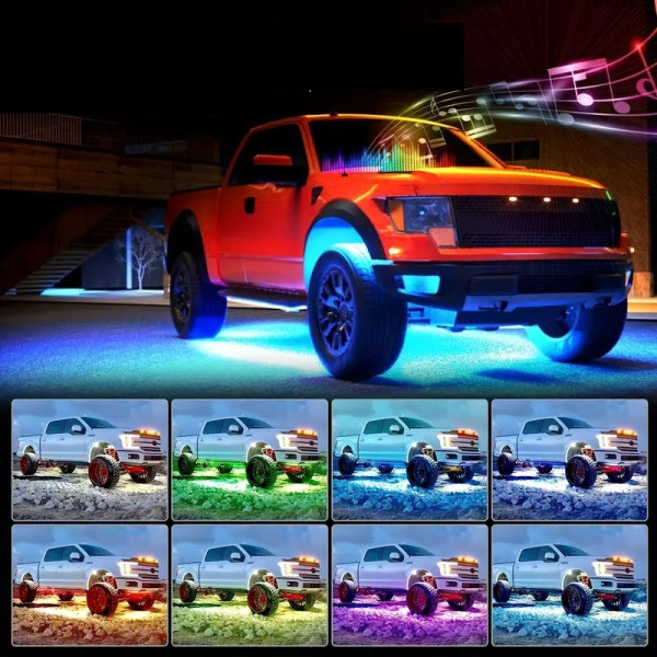 Подсветка днища автомобиля LED RGB с Bluetooth, комплект из двух лент длиной 90 см и 120 см, 12V