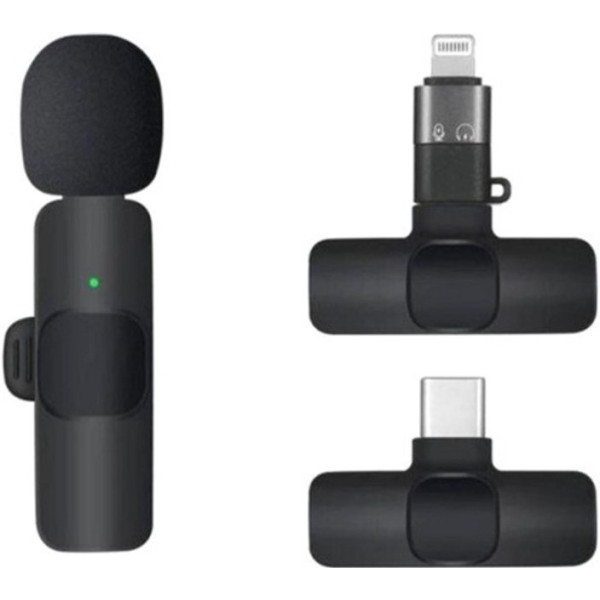 Беспроводной петличный микрофон K9 Wireless Lavalier с адаптерами Lightning и TypeC