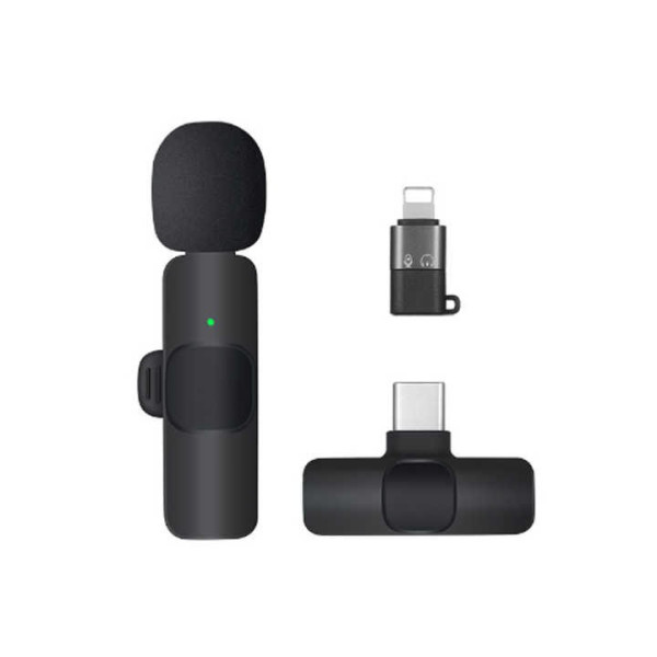Беспроводной петличный микрофон K9 Wireless Lavalier с адаптерами Lightning и TypeC