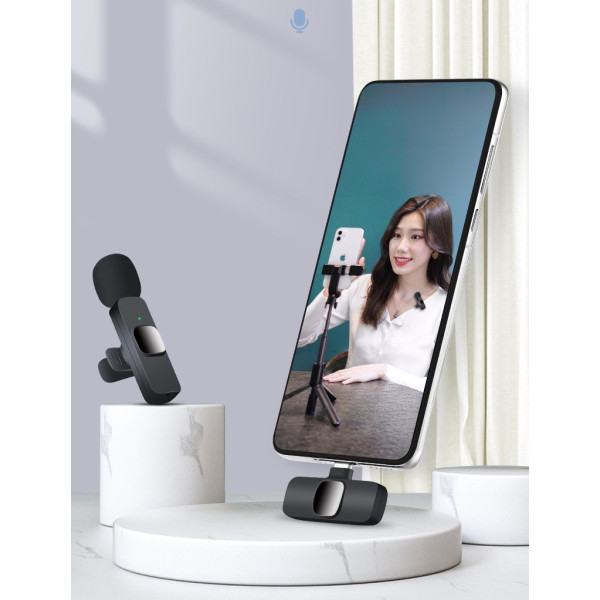 Беспроводной петличный микрофон K9 Wireless Lavalier с адаптерами Lightning и TypeC