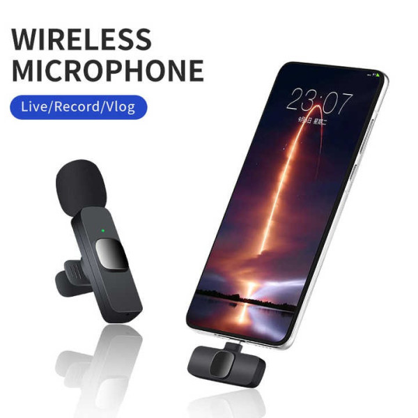 Беспроводной петличный микрофон K9 Wireless Lavalier с адаптерами Lightning и TypeC
