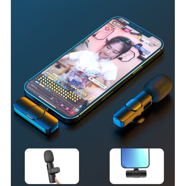 Беспроводной петличный микрофон K9 Wireless Lavalier с адаптерами Lightning и TypeC