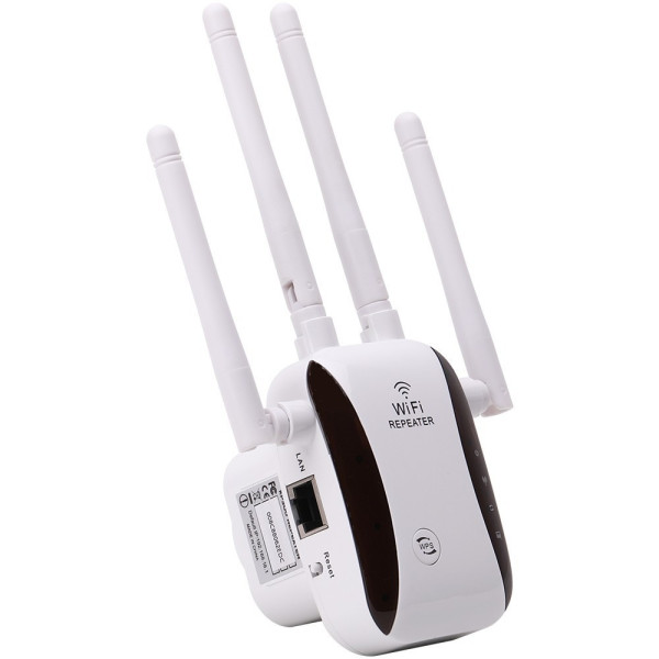 Повторитель сигнала Wi-Fi 2.4G 5G 1200Mbps с внутренними антеннами и розеточной вилкой белый