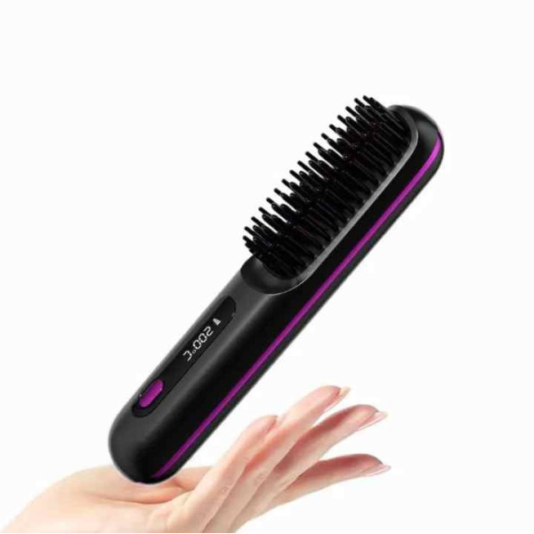 Акумуляторна бездротова щітка-випрямляч для волосся Glamora S7 Black/White LED-дисплей