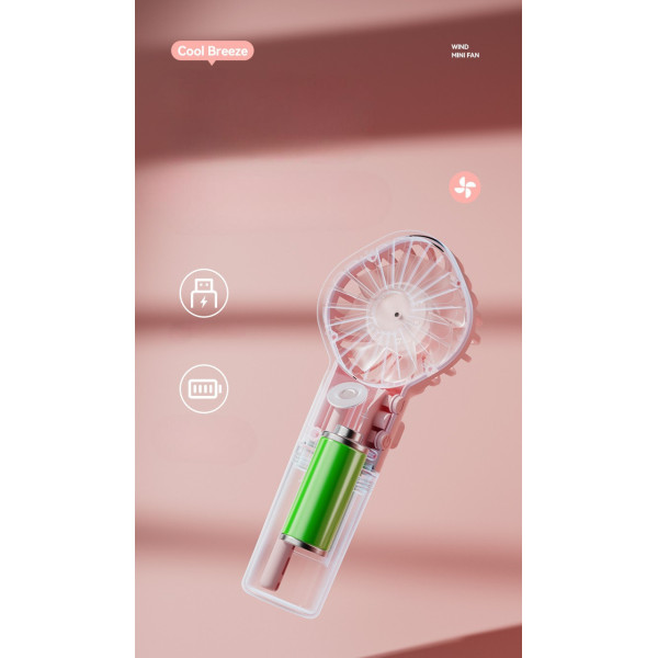 Портативный аккумуляторный вентилятор Handy Fan LY-598 с функцией распыления воды и USB-питанием