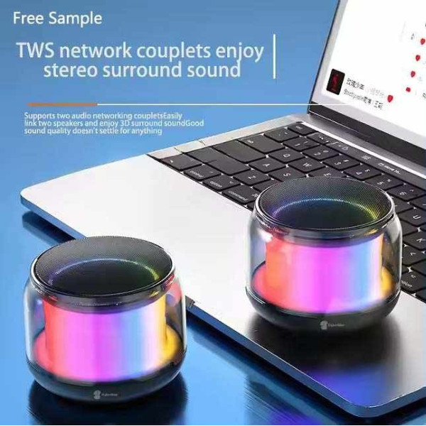 Портативная мини колонка S300 с Bluetooth, TWS, стереозвуком 360° и подсветкой