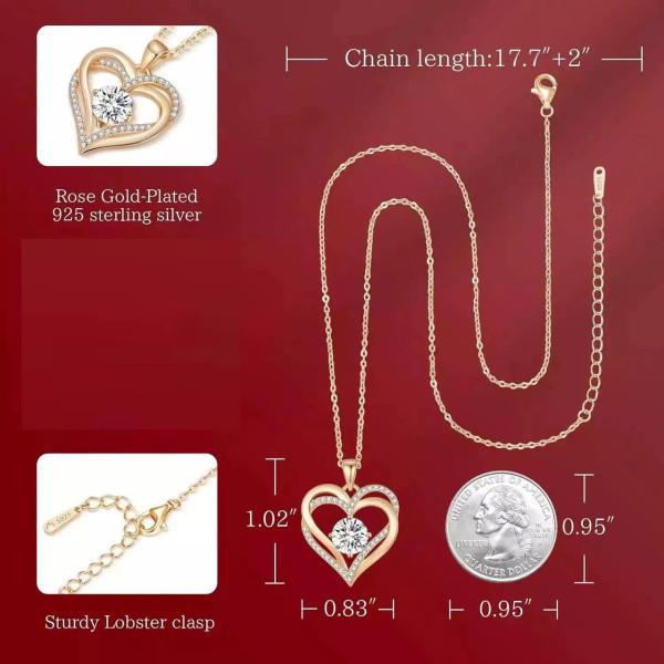 Кулон сердце Heart Love с розовым цирконием на цепочке, женское золотое ожерелье длиной 45 см