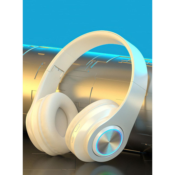 Накладные беспроводные наушники B39 с RGB подсветкой и микрофоном Bluetooth гарнитура Black / White