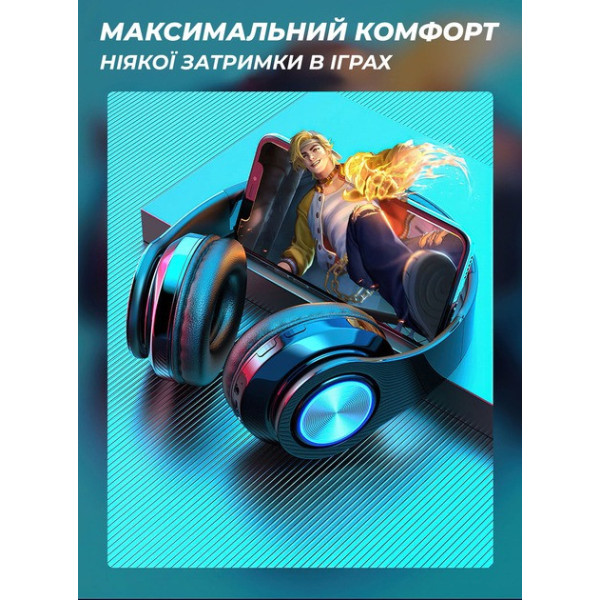 Накладные беспроводные наушники B39 с RGB подсветкой и микрофоном Bluetooth гарнитура Black / White