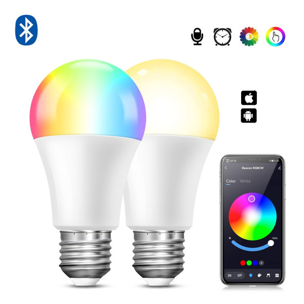 Умная светодиодная лампочка Tuya E27 LED Bluetooth с RGB и белым светом