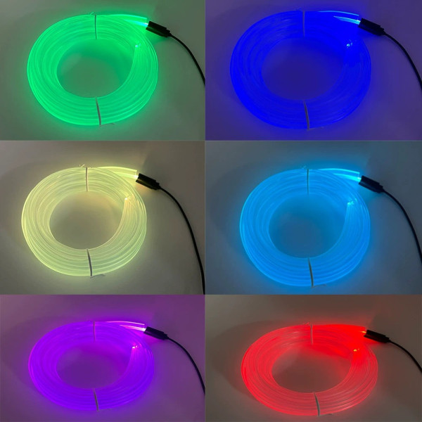 Гибкий RGB неоновый светильник для подсветки салона и торпеды автомобиля 5 м с USB и 7 цветами