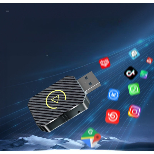 Беспроводной автомобильный адаптер для CarPlay и Android Auto с USB и Bluetooth, черный