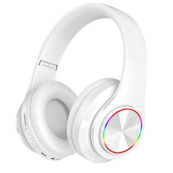 Накладные беспроводные наушники B39 с RGB подсветкой и микрофоном Bluetooth гарнитура Black / White