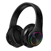 Беспроводные наушники B39 с подсветкой RGB Bluetooth с микрофоном гарнитура Black / White
