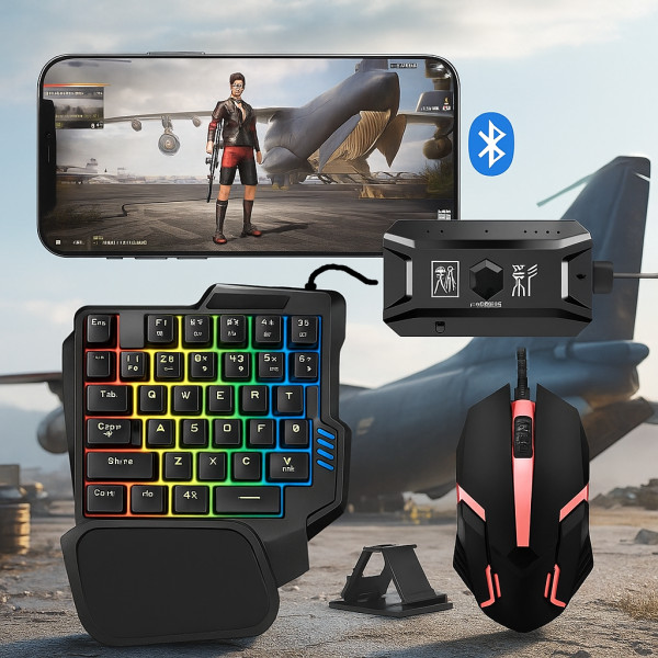 Игровой комплект X1 M1 с Bluetooth клавиатурой и мышью для смартфонов и ПК Black