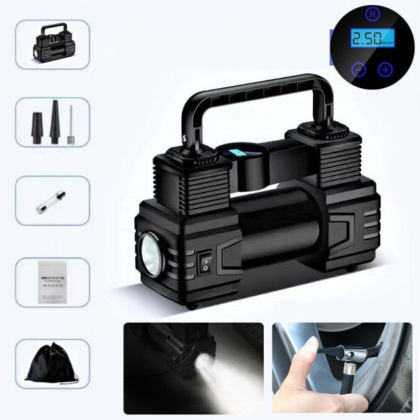 Автомобильный портативный компрессор Air Pump XL-1025 12V с цифровым дисплеем и LED-фонариком