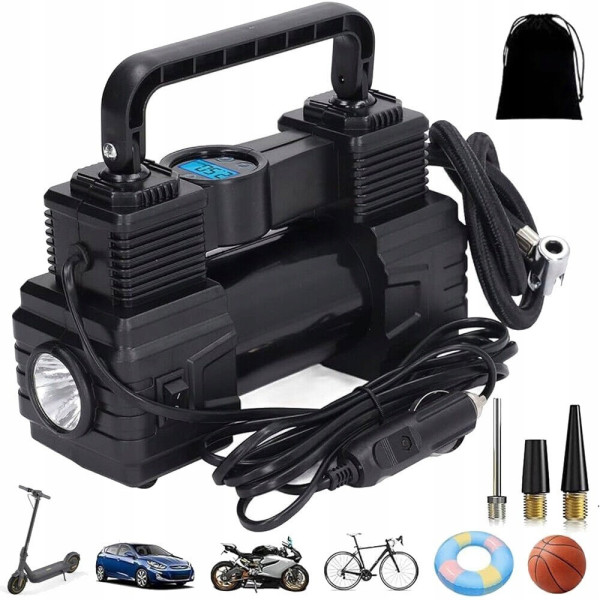Автомобильный портативный компрессор Air Pump XL-1025 12V с цифровым дисплеем и LED-фонариком