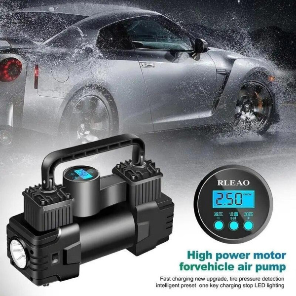 Автомобильный портативный компрессор Air Pump XL-1025 12V с цифровым дисплеем и LED-фонариком