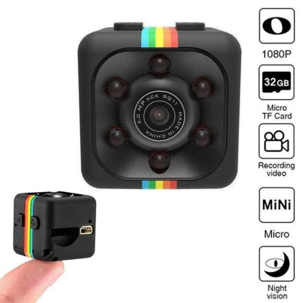 HD-камера Full HD 1920*1080P з датчиком руху, нічним баченням і циклічним записом, чорна