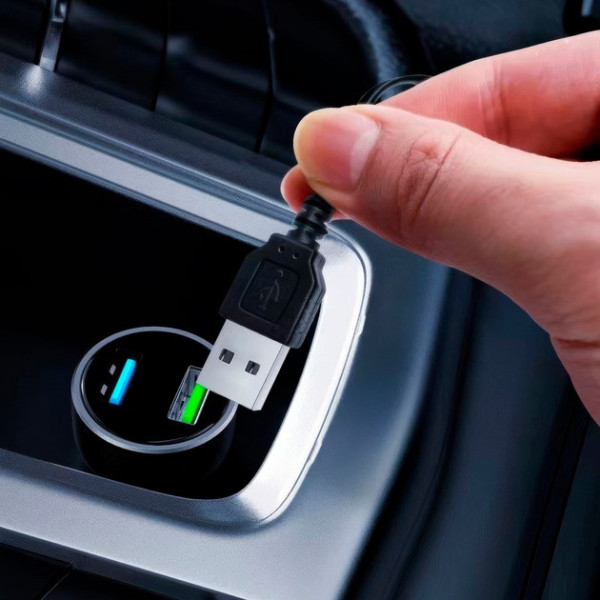 Гибкая неоновая подсветка салона авто 5 м с USB-кантом, красное холодное свечение