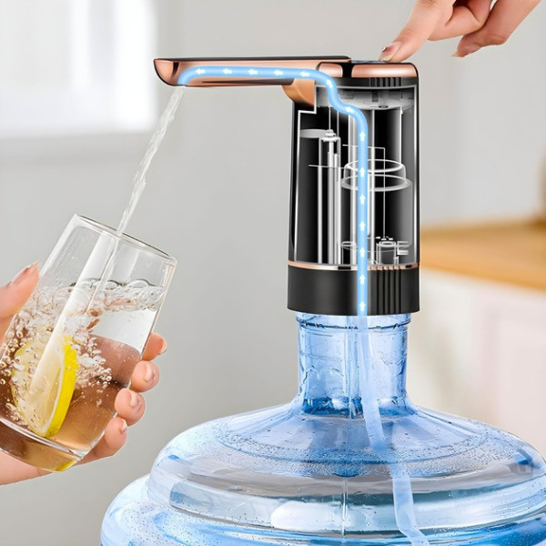 Електричний акумуляторний насос-диспенсер для води BRS 1200 мА·год з USB Type-C зарядкою для пляшок 5/10/19 л