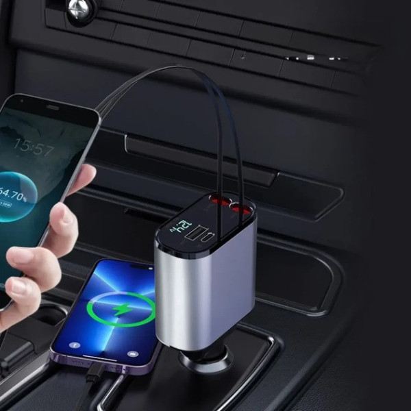 Зарядное устройство для автомобиля Hugeel HG-CC11 66 Вт с QC 3.0, PD и встроенным кабелем Type-C/Lightning