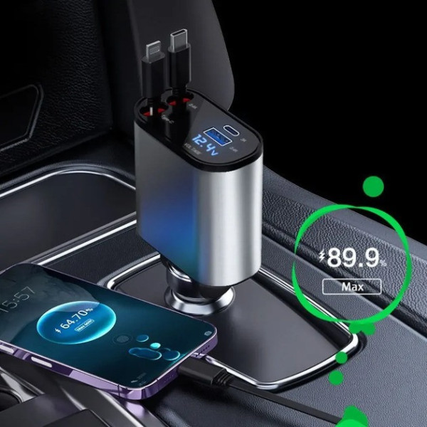 Зарядное устройство для автомобиля Hugeel HG-CC11 66 Вт с QC 3.0, PD и встроенным кабелем Type-C/Lightning