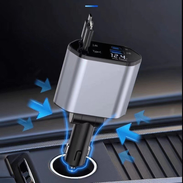 Зарядное устройство для автомобиля Hugeel HG-CC11 66 Вт с QC 3.0, PD и встроенным кабелем Type-C/Lightning