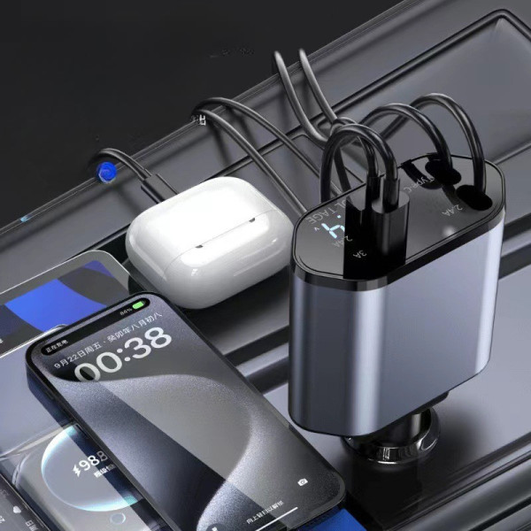 Зарядное устройство для автомобиля Hugeel HG-CC11 66 Вт с QC 3.0, PD и встроенным кабелем Type-C/Lightning