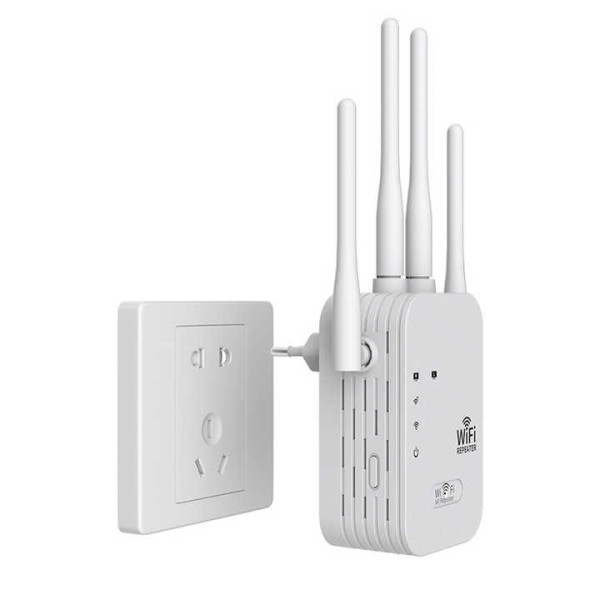 Репітер Wi-Fi підсилювач сигналу 2.4 ГГц, швидкість до 300 Мбіт/с, 4 антени, режими повторювача та точки доступу