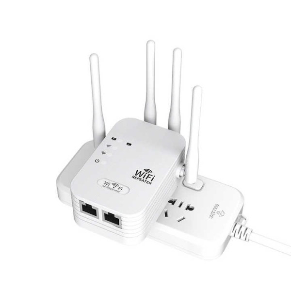 Репітер Wi-Fi підсилювач сигналу 2.4 ГГц, швидкість до 300 Мбіт/с, 4 антени, режими повторювача та точки доступу