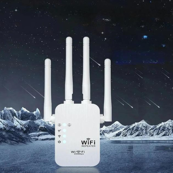 Репітер Wi-Fi підсилювач сигналу 2.4 ГГц, швидкість до 300 Мбіт/с, 4 антени, режими повторювача та точки доступу