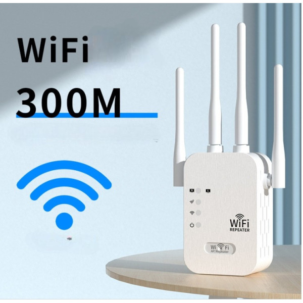 Репітер Wi-Fi підсилювач сигналу 2.4 ГГц, швидкість до 300 Мбіт/с, 4 антени, режими повторювача та точки доступу