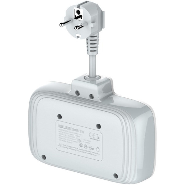 Мережевий фільтр-подовжувач LDNIO SE2435, 2500 Вт, 2 розетки, 3 USB, 1 Type-C QC/PD, захист і вимикачі