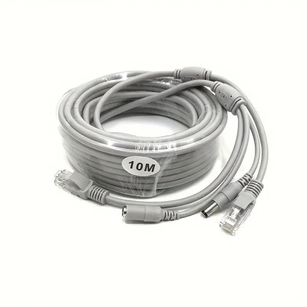 Комбинированный кабель RJ45 и DC для видеонаблюдения, 10 м, медный, LAN и питание