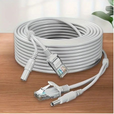 Готовий комбінований кабель RJ45 + DC для відеоспостереження, 10 м, мідний, LAN + живлення