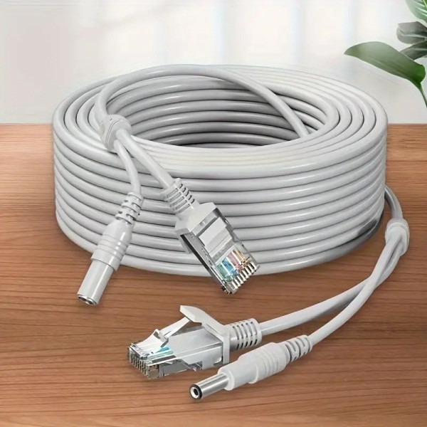 Комбинированный кабель RJ45 и DC для видеонаблюдения, 10 м, медный, LAN и питание