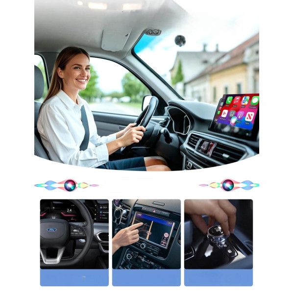 Бездротовий автоадаптер CarPlay/Android Auto з USB Type-C, plug&play, для iOS і Android