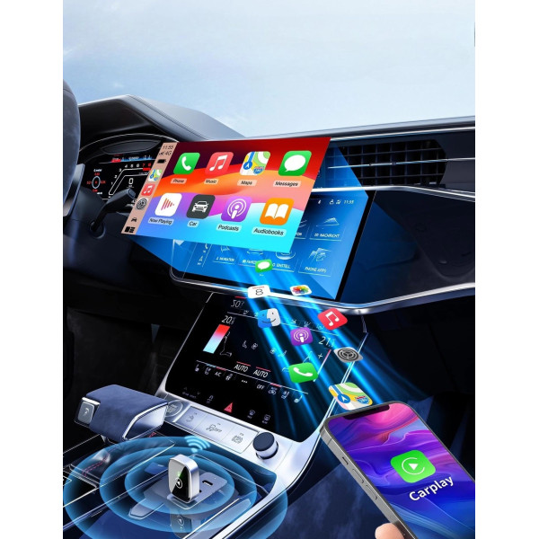 Бездротовий автоадаптер CarPlay/Android Auto з USB Type-C, plug&play, для iOS і Android